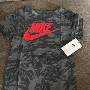Nike Kids Camo Tee with Red Logo